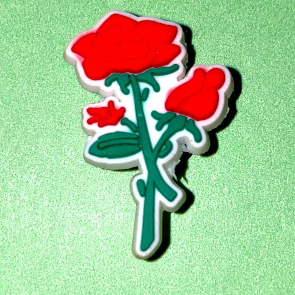 (10 for $15) Red Rose w/ Stem Flower Crocs Shoe Charms